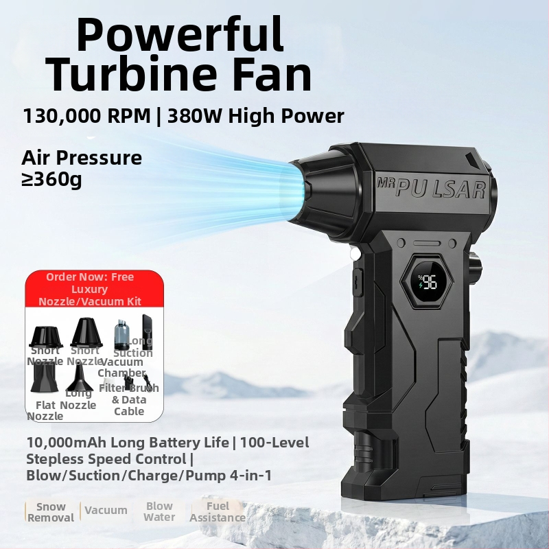 Ventilator vacuum portabil cu aspirație turbo puternică, afișaj, iluminare LED și multiple duze de aer