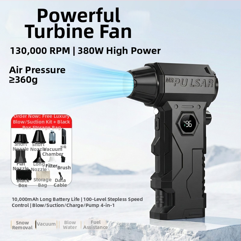 Ventilator vacuum portabil cu aspirație turbo puternică, afișaj, iluminare LED și multiple duze de aer