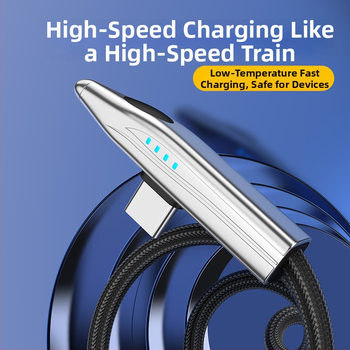 240W USB-C kabel s 90° kutem za brzo punjenje Huawei Type-C i prijenos podataka, kompatibilan s OnePlus, pleteni kabel s indikatorom