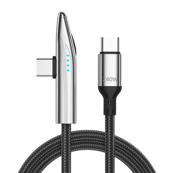 240W USB-C kabel s 90° kutem za brzo punjenje Huawei Type-C i prijenos podataka, kompatibilan s OnePlus, pleteni kabel s indikatorom
