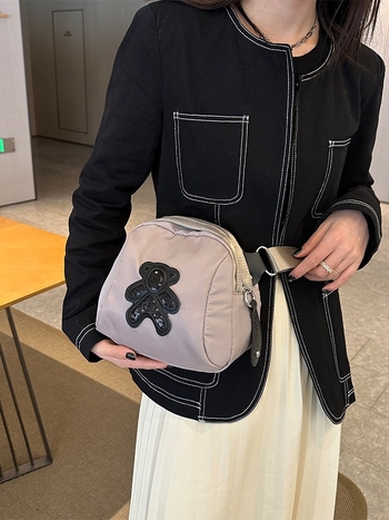 Geantă de damă crossbody, mică geantă din stofă Oxford și pânză, stil shell, primăvară-vară