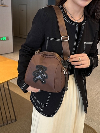 Geantă de damă crossbody, mică geantă din stofă Oxford și pânză, stil shell, primăvară-vară
