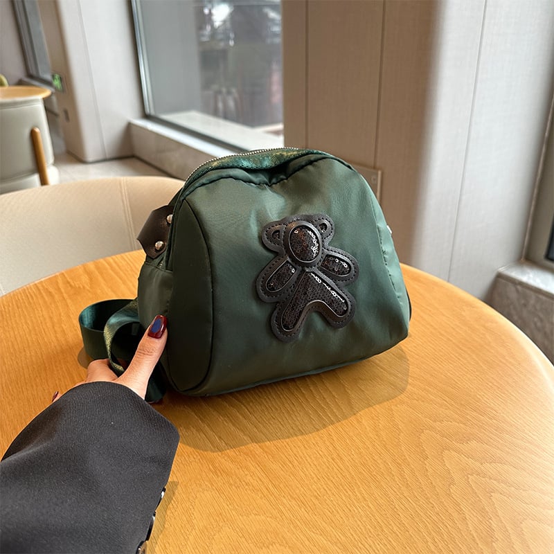 Geantă de damă crossbody, mică geantă din stofă Oxford și pânză, stil shell, primăvară-vară