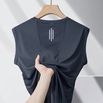 Maiou fără mâneci de vară, subțire, respirabil Ice Silk, uscare rapidă, pentru alergare