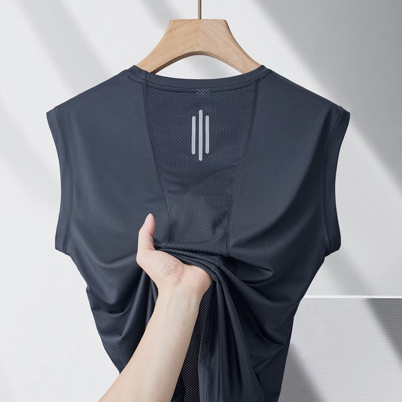 Maiou fără mâneci de vară, subțire, respirabil Ice Silk, uscare rapidă, pentru alergare