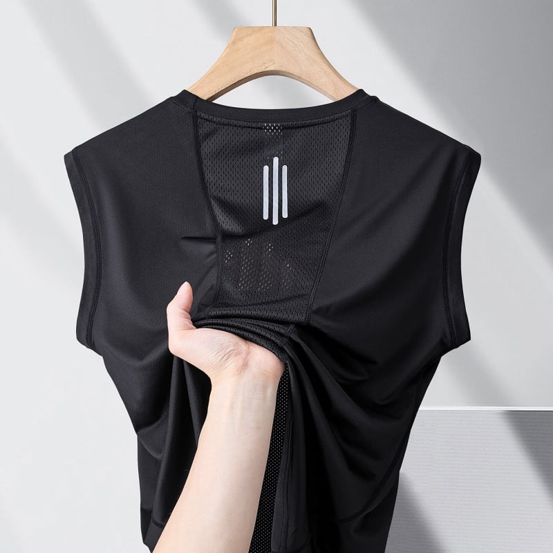 Maiou fără mâneci de vară, subțire, respirabil Ice Silk, uscare rapidă, pentru alergare
