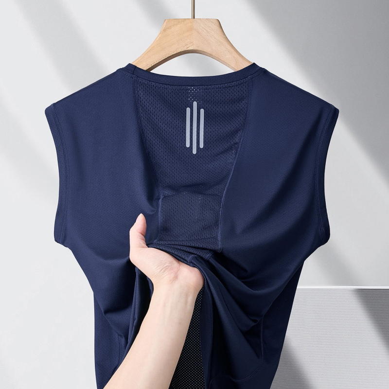 Maiou fără mâneci de vară, subțire, respirabil Ice Silk, uscare rapidă, pentru alergare