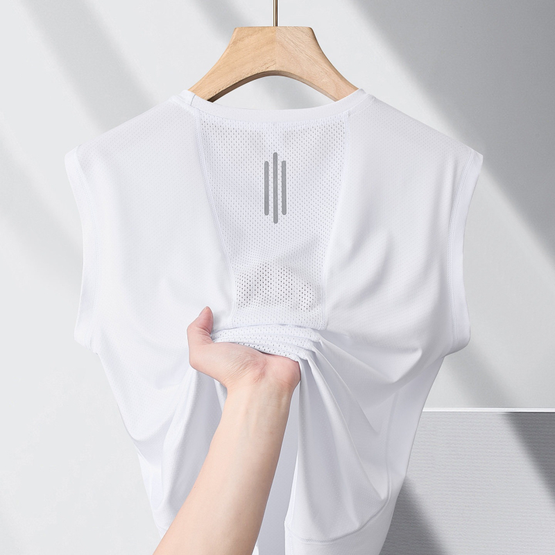 Maiou fără mâneci de vară, subțire, respirabil Ice Silk, uscare rapidă, pentru alergare