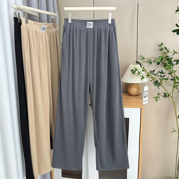 Pantaloni pentru femei din ice silk, croială dreaptă, plus size, subțiri, vară 2025, casual 6628