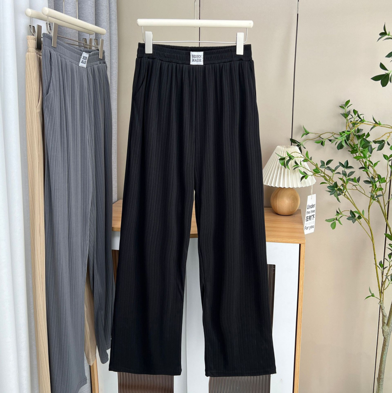 Pantaloni pentru femei din ice silk, croială dreaptă, plus size, subțiri, vară 2025, casual 6628