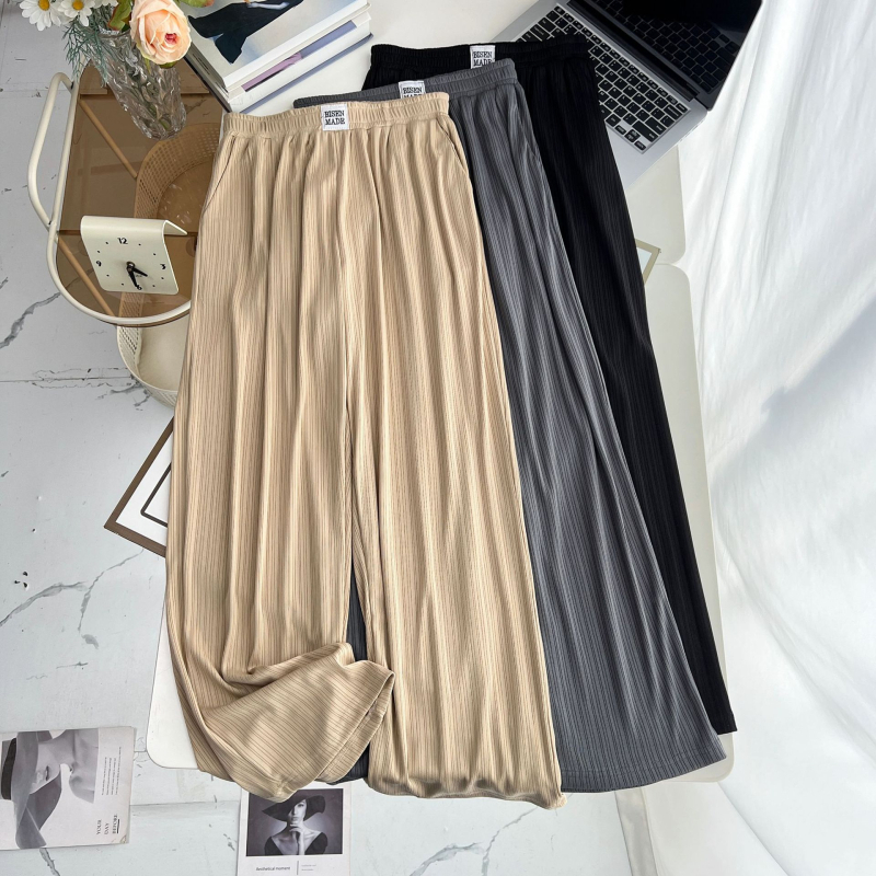 Pantaloni pentru femei din ice silk, croială dreaptă, plus size, subțiri, vară 2025, casual 6628