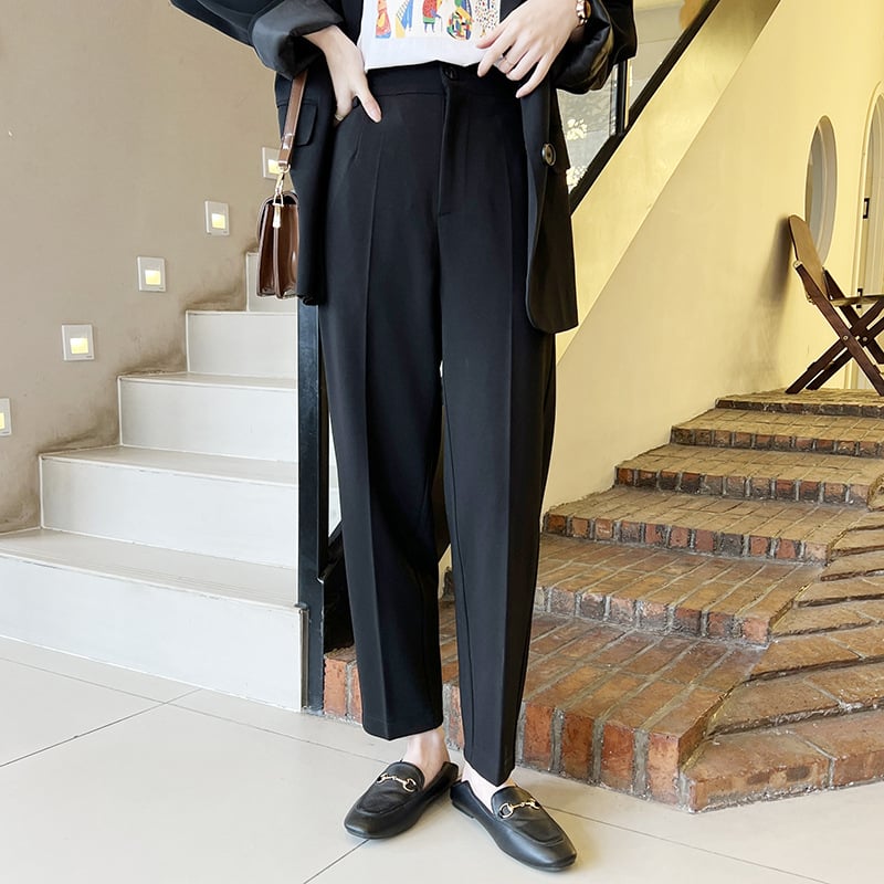 K01 Pantaloni casual pentru femei, mărime mare, primăvară, stil coreean OL, siluetă elegantă, poliester twill