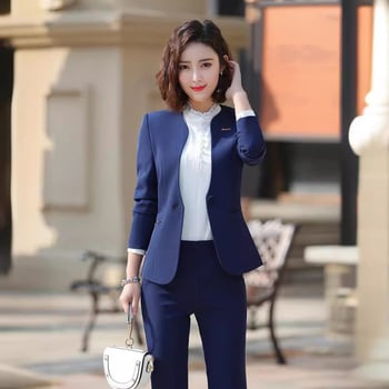 KY1903 Ținută de birou toamnă/iarnă – costum profesional cu fustă pentru managerul unui magazin de bijuterii