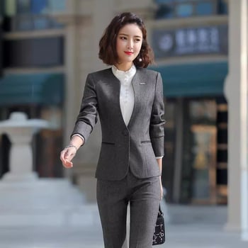 KY1903 Ținută de birou toamnă/iarnă – costum profesional cu fustă pentru managerul unui magazin de bijuterii