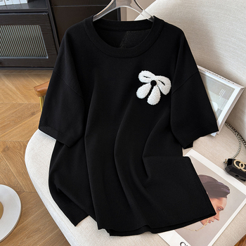 Top de vară pentru femei, ice silk, mărime plus, tricou cu mânecă scurtă, 8150