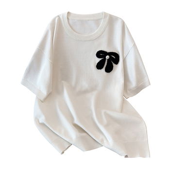 Top de vară pentru femei, ice silk, mărime plus, tricou cu mânecă scurtă, 8150