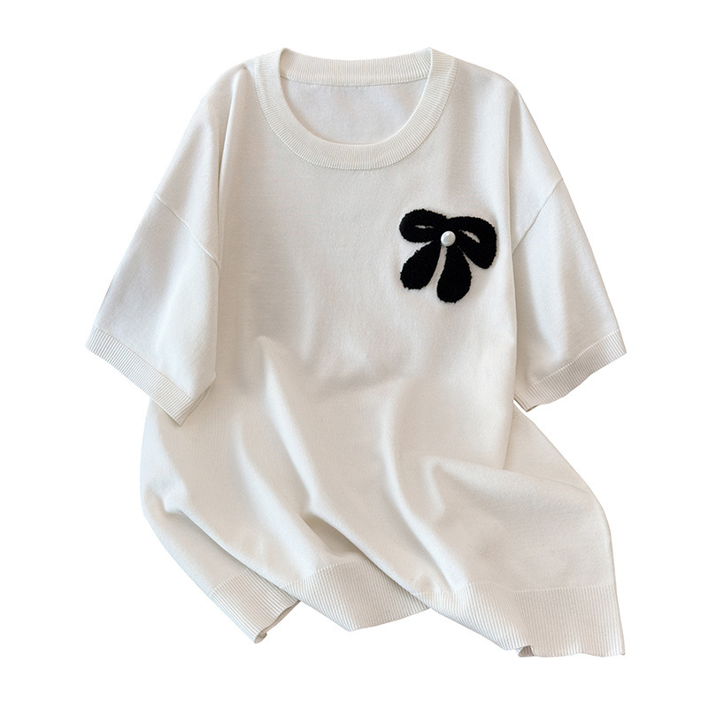 Top de vară pentru femei, ice silk, mărime plus, tricou cu mânecă scurtă, 8150