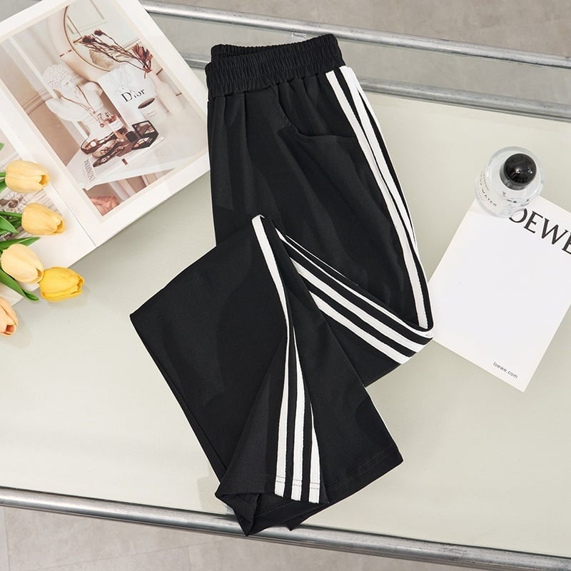 Pantaloni pentru femei mărime mare, vară 2026, stil coreean cu panouri de panglici, croială slim, lungime crop, cod K6829
