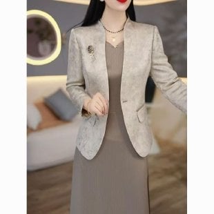 Set de două piese pentru primăvară și toamnă: sacou și rochie, elegant, croială subțire