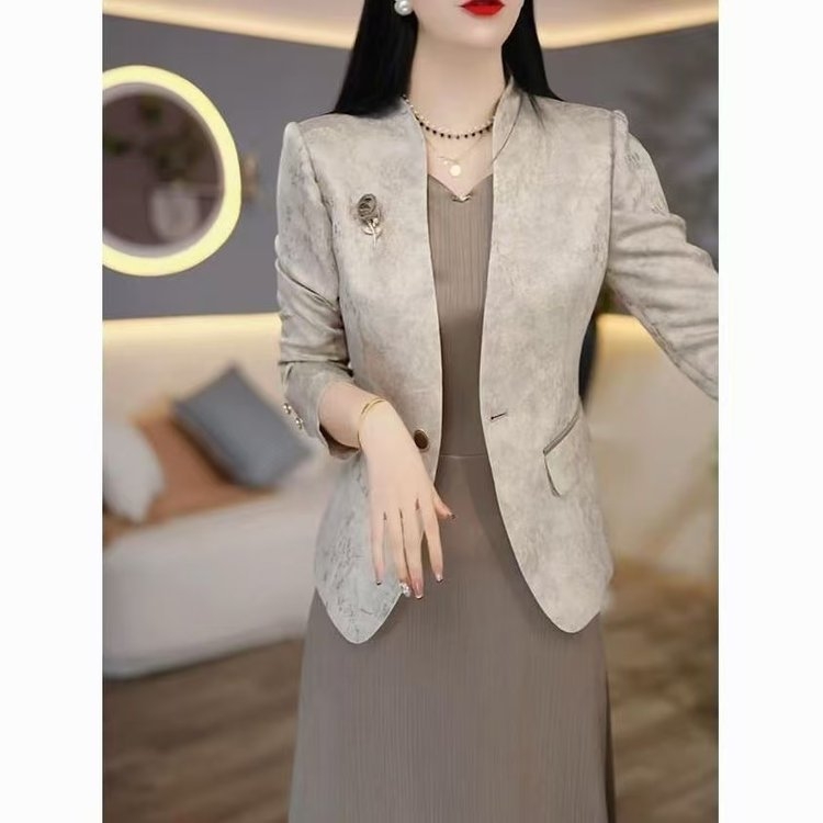 Set de două piese pentru primăvară și toamnă: sacou și rochie, elegant, croială subțire