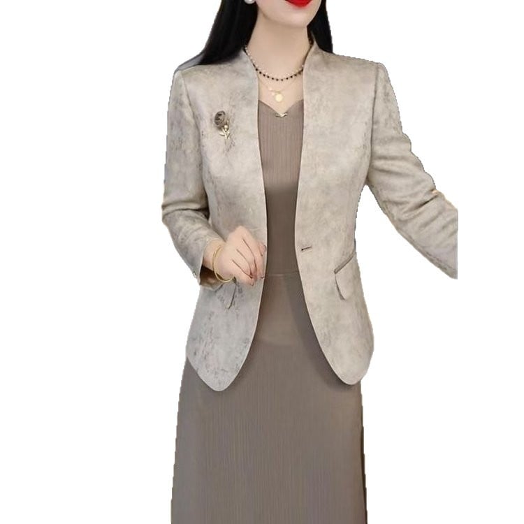 Set de două piese pentru primăvară și toamnă: sacou și rochie, elegant, croială subțire