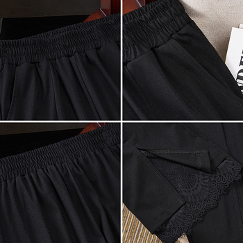 Pantaloni de vară pentru femei, plus size, dantelă și patchwork, stil coreean, croială lejeră, lungime cropped, K6711