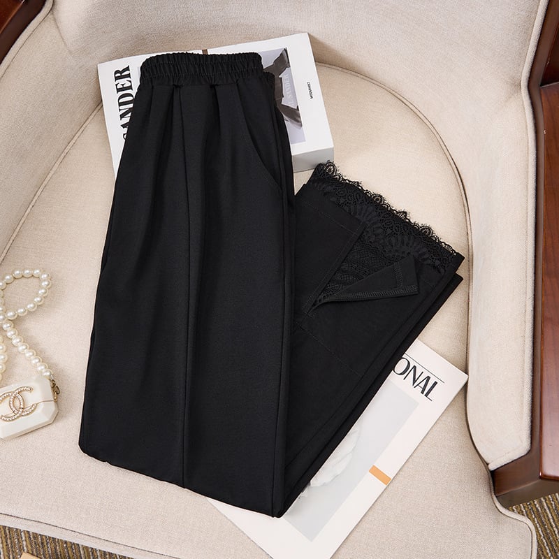 Pantaloni de vară pentru femei, plus size, dantelă și patchwork, stil coreean, croială lejeră, lungime cropped, K6711