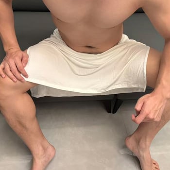 Pantaloni scurți de casă pentru bărbați din modal, croială monocromă, cu un singur strat, fără chilot, stil boxer