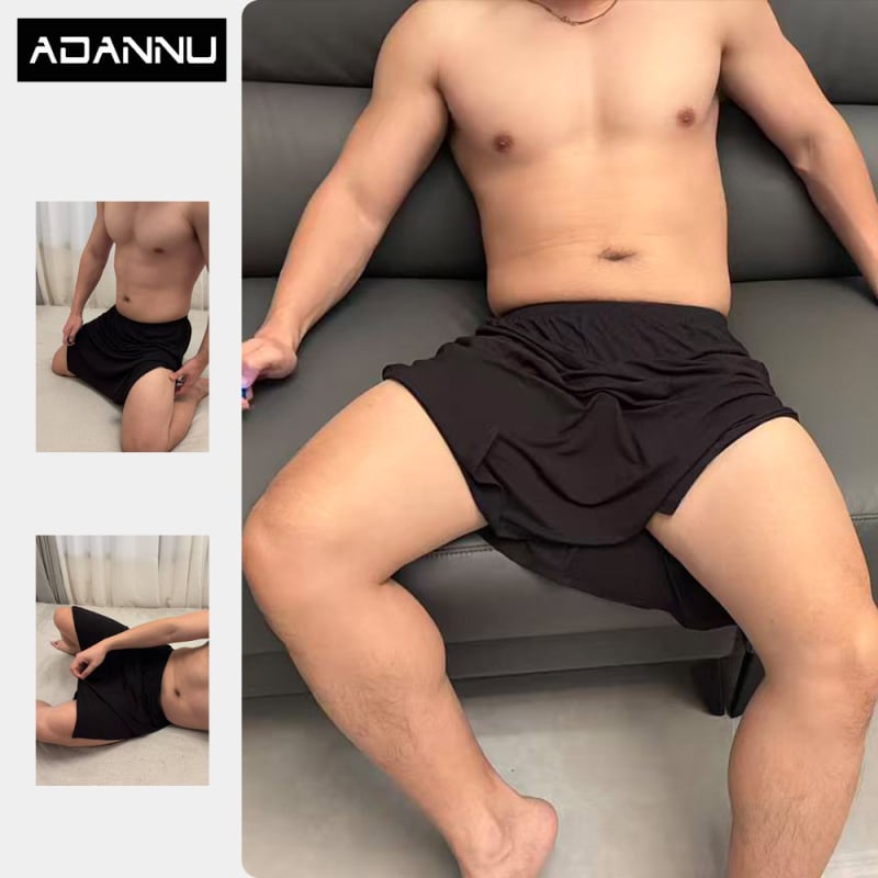 Pantaloni scurți de casă pentru bărbați din modal, croială monocromă, cu un singur strat, fără chilot, stil boxer