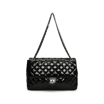 Geantă de damă din PU, quilt diamantat, curea din lanț, mărime medie, pentru zi de zi, stil crossbody