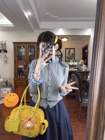 Set cardigan tricotat și rochie midi, stil coreean pentru femei, toamnă 2025