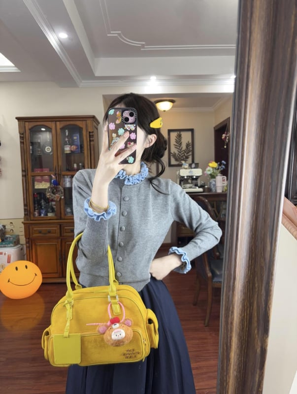 Set cardigan tricotat și rochie midi, stil coreean pentru femei, toamnă 2025