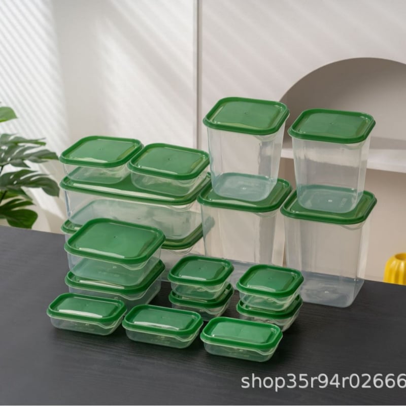 Set nou de 17 piese pentru depozitare alimente și fructe – cutii din plastic pentru conservare