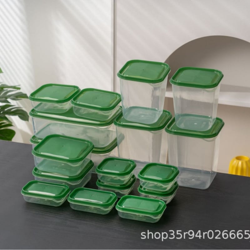 Set nou de 17 piese pentru depozitare alimente și fructe – cutii din plastic pentru conservare