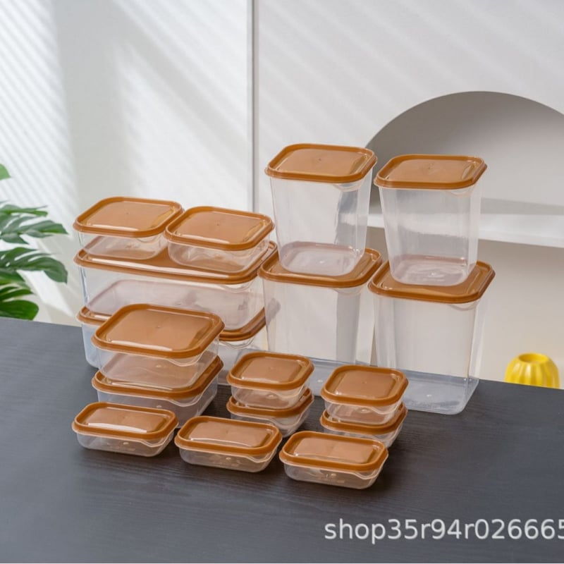Set nou de 17 piese pentru depozitare alimente și fructe – cutii din plastic pentru conservare
