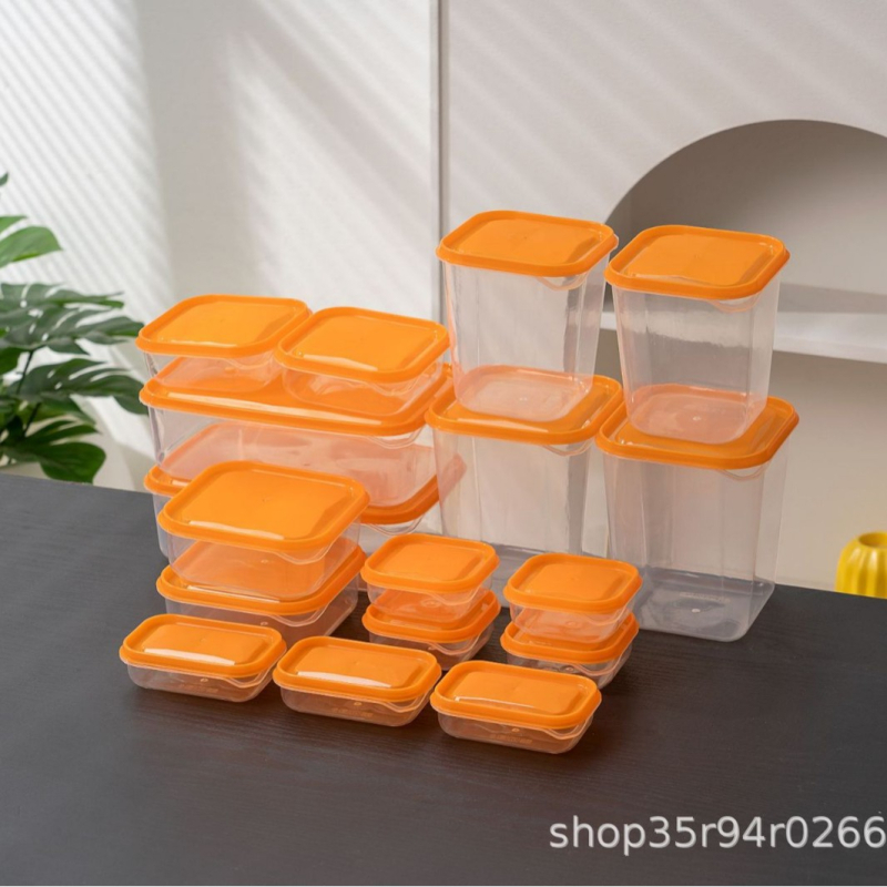 Set nou de 17 piese pentru depozitare alimente și fructe – cutii din plastic pentru conservare