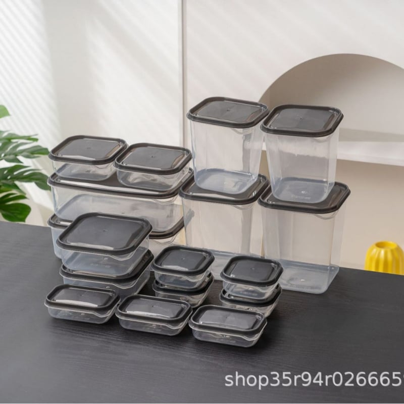 Set nou de 17 piese pentru depozitare alimente și fructe – cutii din plastic pentru conservare