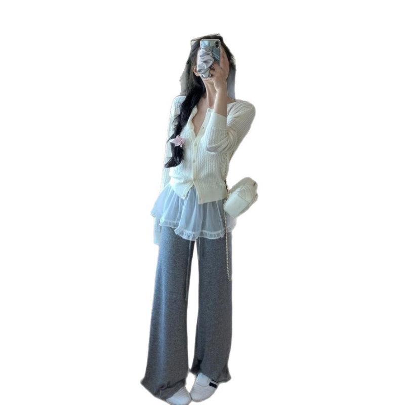 Fustă scurtă de vară în stil coreean, cu dantelă suprapusă în straturi, croială sirena, curea de legare, model peisaj urban, țesătură chenille