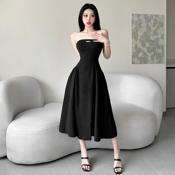 Set din două piese în stil Hepburn, talie accentuată, rochie midi