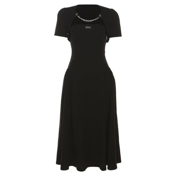 Set din două piese în stil Hepburn, talie accentuată, rochie midi