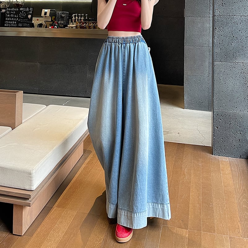 Jeansi de primăvară vintage cu margine rulată, croială dreaptă pentru femei, stil american, croială lejeră, wide-leg