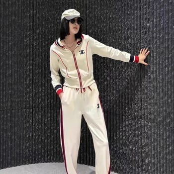 Set sport feminin cu glugă, două piese, 2024 modă casual, marcă premium