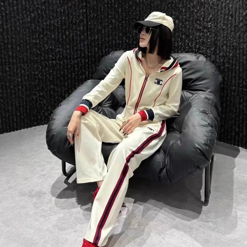 Set sport feminin cu glugă, două piese, 2024 modă casual, marcă premium