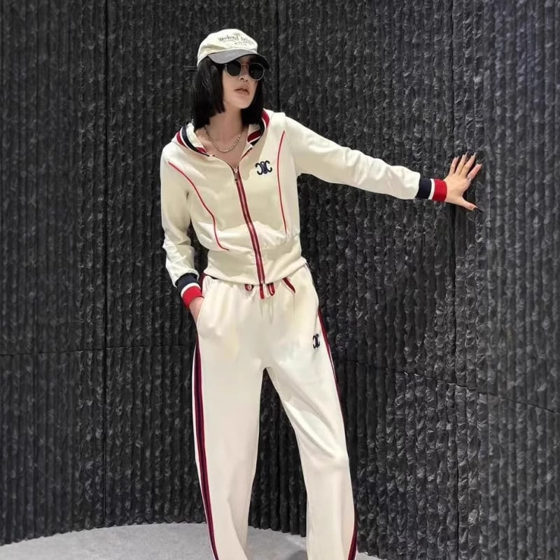 Set sport feminin cu glugă, două piese, 2024 modă casual, marcă premium