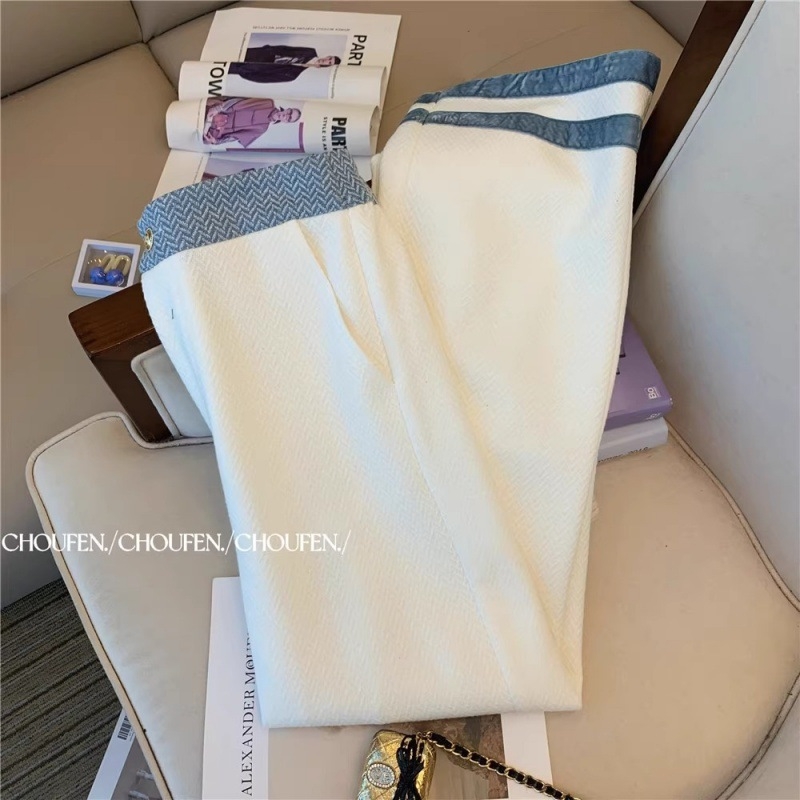 Costum casual pentru femei, în stil Chanel, rochie și pantaloni largi, toamnă 2024