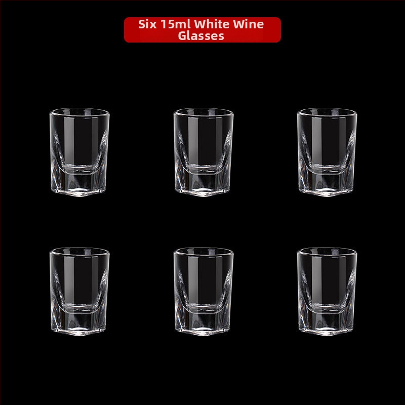 Sada sklenených karaf a pohárov so štvorcovými pohármi a dávkovačom alkoholu, hrubé dno