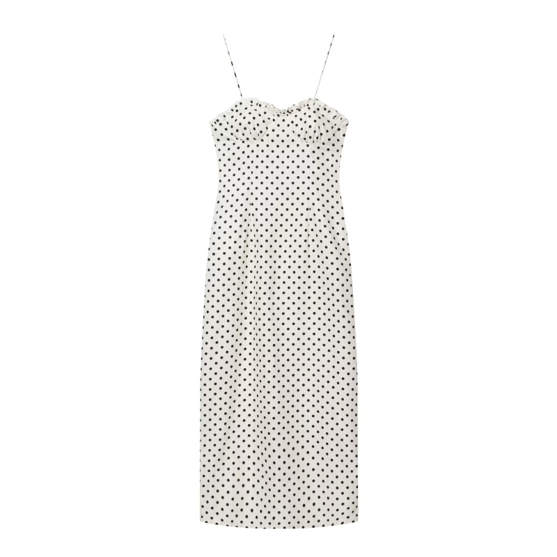 TAOP&ZA Rochie midi cu corset, imprimeu cu buline, vară 2026, 3897118