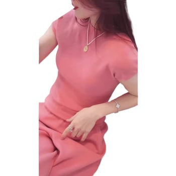 Roz pentru femei, set din două piese în stil coreean, lejer, croi slim, bumbac