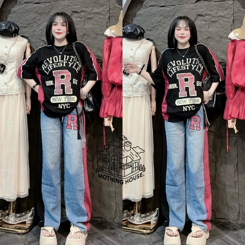 Set de vară pentru femei, în stil american: imprimeu inimă, mâneci scurte, milksilk, pantaloni largi, set casual din două piese, plus size