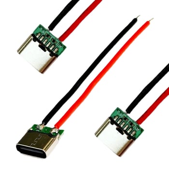 Conector feminin Type-C pentru lipire, 2 pini, rezistențe duale de 5,1 kΩ, încărcare USB, rezistent la temperaturi înalte